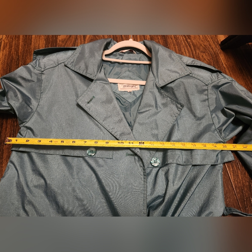 🍁Worthington Trench Rain Coat Emerald Green Sz 4P - Picture 5 of 10